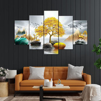 Perpetual Deer Paintings For Wall Decoration - Set Of Five, 3D Scenery Vastu Wall Painting For Living Room Large Size With Frames For Wall Decor And Home Decoration, Hotel, Office (75 Cm X 43 Cm) D3H