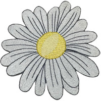 Garaan - Machine Embroidered Applique, Embroidery Patch, Sew On Patches, Diy Projects, Daisy Flower White(Pack Of 5)