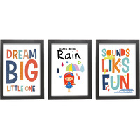 Tied Ribbons Kids Room Wall Dcor Art Poster Inspirational Framed Printed Painting For Boys Girls Bedroom (Set Of 3, 13.6 Inch X 10.2 Inch)