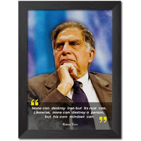 Tenorarts Ratan Tata Photo Frame Drawing Motivational Quotes Laminated Poster Framed Painting With Dark Color Matt Finish Textures (12 Inches X 9 Inches)