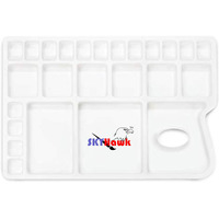 Skyhawk Rectangle Shape 16 Color Compartments, 2 Water Storage Compartment And 8 Mixing Compartment, Size: 305Mm X 223Mm Colour Mixing Palette/Tray For Artist/Students