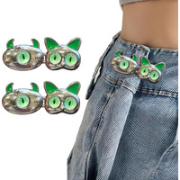 Xvia Pant Waist Tightener Reusable Waist Button Tightener | Free Alloy Reusable Adjustable Removable Button Pins Pants Clips Fit Button | No Sewing Decoration Accessories(2 Pair)(Green)