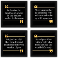 Interio Crafts Set Of Motivational Quotes Framed Poster Office And Home Wall Decor, Set Of 4 Inspirational Quotes Posters, Frame Size 9 X 9 Inches.