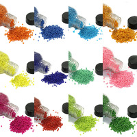 Beadsnfashion Sugar Glass Seed Beads 12 Bottles, Size 11/0 For Jewellery Making, Crafts Work And Embroidery Work