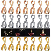 Diy Crafts 50 Pcs, Bright Silver, Metal Pinch Clip Bail Clasp Dangle Bead Pendant Connector Findings For Jewelry Making B (50 Pcs, Bright Silver)