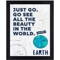 Interio Crafts Just Go Motivational Quote Framed Poster For Home Decor, Inspirational Travel Decor,Black (Frame Size :13"X10" Inches)
