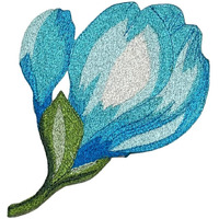 Garaan - Machine Embroidered Applique, Embroidery Patch, Sew On Patches, Diy Projects, Magnolia Bud Blue (Pack Of 6)