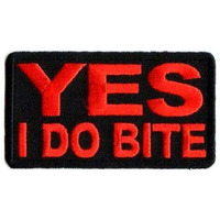 Motohog Unique Embroidered Iron & Sew Patch (Yes I Do Bite, Red) 3X1.6 Inches