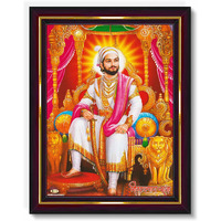 Pavan Photo Laminations Chatrapati Shivaji Maharaj Chhatrapati Sivaji Wall Painting Framed Home Decor (Wood,Matte,Brown,Small Size,6 X 8 Inch) B1993S