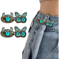 Godfly Jean Buttons Pins, Jeans Sewing-Free Buttons Nail-Free Removable Jeans Buckle Waist Extender Retractable Adjustable For Trouser Parts For Adjustable Jeans, Skirts, Pants, Collars(2 Pair)(Blue)
