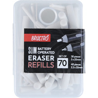 Brustro Slim Battery Operated Eraser Refills |Set Of 70 - Includes - 30 Pieces Of 5X25Mm & 40 Pieces Of 2.3X25Mm| Artists Sketching, Drawing, Portrait Shading, Graphite, Charcoal Pencils Correction