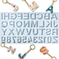 Oytra Resin Art Mould For Alphabet Keychain Making Materials Diy 3D Craft Casting Silicone Mold For Epoxy Kit For Beginners Set Letters & Number
