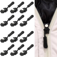 Baktas Zipper Repair Kit  Includes Nylon Pull Tabs, Non-Slip Cord, Replacement Metal Zipper Pull For Sliding Teeth, Universal Screw-Fix Removable Zippers For Jackets, Jeans, Bags & More_ (Pack Of 12)