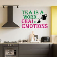 Cvanu Tea Is A_Emotions Quotes Kitchen Wall Sticker Waterproof Vinyl For Wall Decor Kitchen, Hotel, Canteen Multicolour Size(35.2Inch X 22.9Inch)_C22