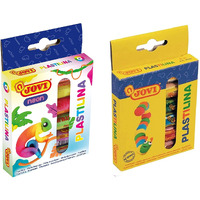 Jovi Plastilina Modelling Clay - 6 Neon & 6 Basic Colours Non-Drying Clay Of 15 Grams Each Art & Craft Fine Motor Skills Moulding Project Work With Dough