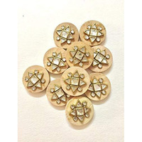Eerafashionicing 6 Wood Buttons With Beads And Stone For Dresses