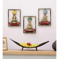 Smaart Craafts 3 Musician Frame Wall Art Metal Wall Dcor | Set Of 3 Pieces | Multicolor | Anti Rust Powder Coated | Premium Design Wall Hanging For Living & Bed Room | Size - 28Cm X 20 Cm