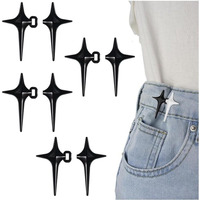 Godfly Adjustable Waist Buckle For Loose Jeans Pants | Pearl Detachable Instant Jeans Button Pins Waist Tightener Set | Make The Waist Fit For Skirt, Pants, Etc-2Pair(Star)(Black)