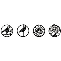 Irondeep Wall Decore Metal Birds Ring Interior Decore, Wall Art, 4-Rings Wall Sculptures.