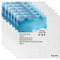 Artcart 4 X 4 Inch Cotton Canvas Boards For Painting Acrylic,Oil Painting Board - Pack Of 6 - White Colour