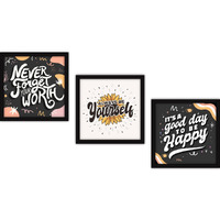 Fatmug Motivational Wall Paintings With Glass For Home And Office Decoration, 13X13 Inches -Set Of 3
