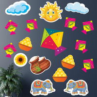 Toyxe Makar Sankranti Sticker Wall Decoration Item Set Of 19 Pieces