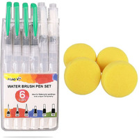 Dakos Yellow Sponge Dabber, Painting Tool, Paint Brush Set, 10 Pcs. Of Sponges And Painting Brush For Beginners & Artists (Combo Of - Yellow Rounded Sponges And Water Paint Brush)