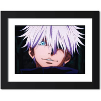 Tenorarts Satoru Gojo Poster Jujutsu Kaisen Anime Laminated Poster Framed Paintings With Matt Finish Black Frame (12Inches X 9Inches)