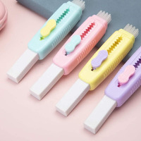 1 Pcs Creative Retractable Pencil Erasers With Brush, Colored Push-Pull Rubber Eraser Fancy Rubber For Birthday Return Gifts For Students And Kids+ 1 Refill Eraser