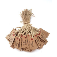 Townbus - Handmade With Love | Small Craft Paper Tags For Gifts, Product Packaging Pre-Tied With Jute Rope D1 (100 Nos)