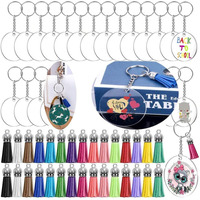 Diy Crafts 48 Pcs, Gold, Acrylic Keychain Blanks, Clear Keychains For Vinyl Kit Including Acrylic Blanks, Keychain Tassels, Rings Jump Ring (48 Pcs, Gold)