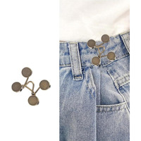 Godfly Pant Waist Tightener, Adjustable Waist Buckle Set, Extra Button For Jeans To Make Tighter, Instant Jeans Button Pins For Pants Jeans Skirts, No Sewing Required (2 Pcs) (Bronz)