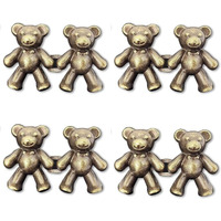 Xvia Cute Bear Button Pins For Jeans Teddy Bear Button Pins Adjustable Waist Buckle For Loose Jeans Pants, No Need Sewing Waist Tightener Clip(2-Pair)(Gold Bear)
