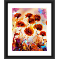 Shsworks Digital Reprint Flowers Framed Wall Art Canvas Painting, Signed By Artist, Copyright Protected Artwork (Multicolour, 15X17 Inch)