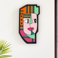 Exclusivelane Tribal 'African Mystical Mask' Wooden Wall Decor For Living Room Bedroom (13 Inch) | Hand-Painted Decorative Wall Hangings For Home Decoration Wall Decoration Items