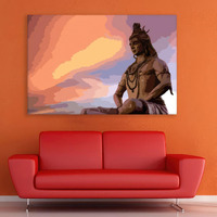 Inephos Framed Canvas Painting - Beautiful Lord Shiva Art Wall Painting For Living Room, Bedroom, Office, Hotels, Drawing Room, Wooden, 75Cm X 120Cm, 20_0226Lf
