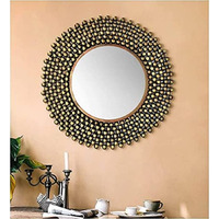Decore Basket Mirror Wall Decor For Home Decoration | Decorative Item For Living Room, Dining Room, Bedroom (Color: Gold)