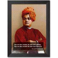 Tenorarts Swami Vivekananda Drawing Motivational Quotes Laminated Photo Frame Painting With Dark Color Matt Finish Textures (12 Inches X 9 Inches)