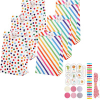 Supvox 20Pcs Kraft Paper Bags Rainbow Gift Bags, Candy Paper Bags With Stickers, Snack Sweet Craft Gift Bags For Birthday Wedding Party Favor Anniversaries With 24 Stickers