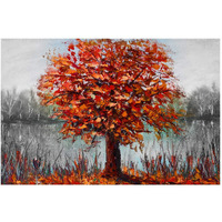 Dharvika Innovations Beautiful Abstract Tree On A Lake Painting Sparkle Coated Self Adhesive Wallpaper Without Frame Digital Reprint 24 Inch X 36 Inch Painting( Multicolour)