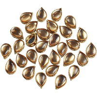 Embroiderymaterial Flat Back Gold Rhinestones In Raised Setting In Tear Drop Shape For Jewelry Making & Embellishment- 9 * 13Mm-50 Pieces