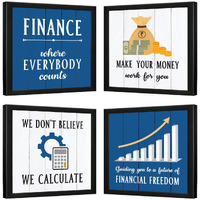 Chaka Chaundh - Finance Quotes Frame - Accounting Quotes Framed Poster - Chartered Accountant Ca Office Quotes Wall Framed Poster - 11 X 11 Inches - Set Of 4