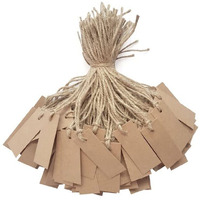 Townbus Small Craft Paper Tags For Gifts, Product Packaging Pre-Tied With Jute Rope D4 (200 Nos)