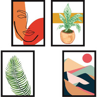 Chaka Chaundh Composite Wood Modern Art Wall Painting With Frames (Multicolor, 42 Cm X 30 Cm X 4 Cm) - Set Of 4
