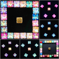 Diy Crafts Pack Of 50 Pcs 50X1, Random Colour Mix Sizes, Gold Claw Settings 50Pcs/P Jelly Candy & Ab Colors Glass Crystal 8Mm Square Shap(Pack Of 50 Pcs 50X1, Random Colour Mix Sizes)