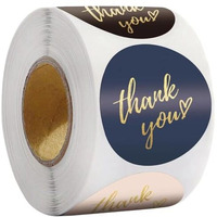 Thank You Stickers Roll  1.5 Inch, Assorted Color, Self-Adhesive, And Waterproof With Rose Gold Foil - Ideal For Small Business, Packaging, Envelope Seals, And Gift Wrapping (Design C, 1)