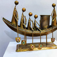 World Decor Iron Rajasthani Boat (Golden , 20 X 8 X 15 In, Standard)