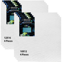 Eduway Cotton Canvas Board Combo- Pack Of 8 (10X12|12X16) With 4Mm Mdf Board Backing, For Painting