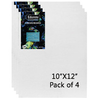 Eduway Canvas Board For Painting- (10X12) 4 Pcs Each | Premium Quality 7Oz Pre-Primed Cotton Canvas Board For Artists & Beginners | Ideal For Acrylic, Oil, Gouache, Pastels Colors ( Pack Of 4) (25X30 Cms)