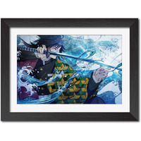 Tenorarts Giyu Tomioka Poster Demon Slayer Anime Laminated Poster Framed Paintings With Matt Finish Black Frame (12Inches X 9Inches)